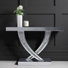 Narrow Mirrored Hall Console Table with Crushed Crystal Finish
