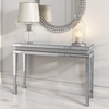 Narrow Mirrored Hall Console Table with Diamond Gems