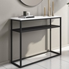 Narrow White Gloss Console Table with Shelf - Rochelle