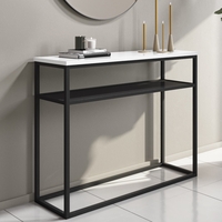 Narrow White Gloss Console Table with Shelf - Rochelle