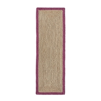 Natural Jute Runner Rug with Raspberry Pink Border - 67x200cm - Ripley