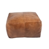 Natural Tan Leather Square Pouffe