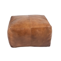 Natural Tan Leather Square Pouffe