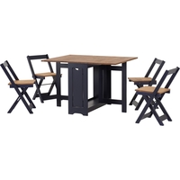 Navy and Pine Space Saving Dining Table and Chairs - Seats 4 - Santos
