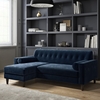Navy Blue Velvet 3 Seater L Shaped Sofa - Left Hand Facing - Idris