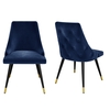 Navy Blue Velvet Dining Chairs with Button Back - Maddy
