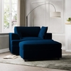Navy Blue Velvet Loveseat and Footstool Set - August