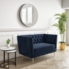 Navy Velvet Armchair Loveseat with Button Detail- Celeste
