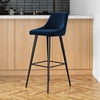 Navy Velvet Bar Stool with Back - 77cm - Macie