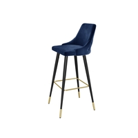 Navy Velvet Button Back Bar Stool - 79cm - Maddy