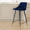 Navy Velvet Kitchen Stool with Back - 66cm - Maddy