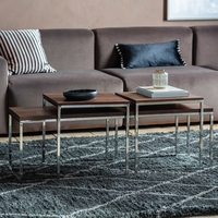 Nest of 3 Coffee Tables in Walnut and Silver - Bertie - Caspian House