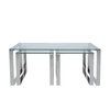Nest of 3 Tables in Stainless Steel with Glass Top