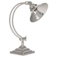 Nickel Metal Arched Arm Task Table Lamp