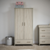 Nika Grey Wash Wooden Double Wardrobe with Drawer - Obaby