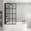 Nova Grid 800mm 8mm Bath Screen - Black- Left