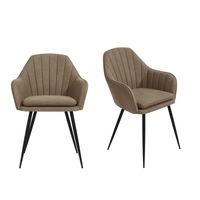 Set of 2 Beige Faux Leather Armchair Dining Chairs - Logan