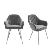 Set of 2 Grey Velvet Dining Tub Chairs - Logan