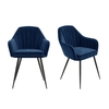 Set of 2 Navy Velvet Armchair Dining Chairs - Logan