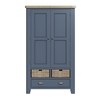 Tall Navy & Oak Display Cabinet with Wicker Baskets - Pegasus