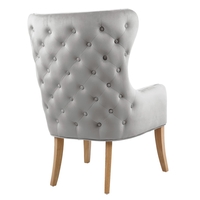 Wingback Armchair with Button Detail in Grey Velvet - Jade Boutique