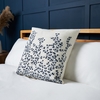 100% Cotton Cushion with Embroidered Design,  Navy