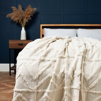 100% Cotton Tufted Throw,  Natural