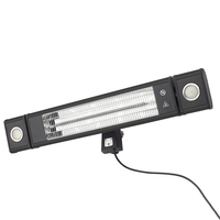 1800 Watt Rectangle Outdoor Wall Radiant Heater with 2 LED Lights,  Black