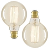 2 Pack of 40 Watt BC B22 Vintage Filament Globe Bulb,  Clear