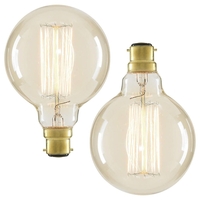 2 Pack of 40 Watt BC B22 Vintage Filament Globe Bulb,  Clear