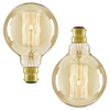 2 Pack of 40W BC B22 Vintage Filament Globe Bulb,  Gold Tinted