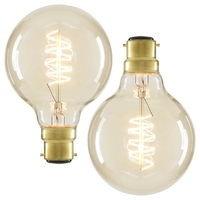 2 Pack of 40W BC B22 Vintage Globe Filament Bulb,  Clear