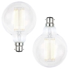 2 Pack of 6W LED BC B22 Vintage Filament Large Globe Bulb,  Clear
