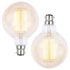 2 Pack of 6W LED BC B22 Vintage Filament Large Globe Bulb,  Tinted