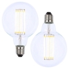 2 Pack of 6W LED ES E27 Vintage Filament Large Globe Bulb,  Clear