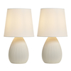 2 Pack of Freya Teardrop Ceramic Table Lamps,  Cream