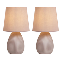 2 Pack of Freya Teardrop Ceramic Table Lamps,  Dusky Pink