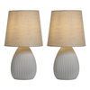 2 Pack of Freya Teardrop Ceramic Table Lamps,  Light Grey