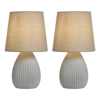2 Pack of Freya Teardrop Ceramic Table Lamps,  Light Grey
