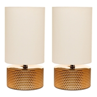 2 Pack of Rowan Embossed Table Lamps with Shade,  Gold