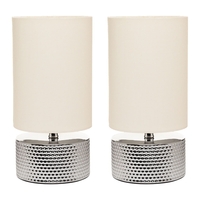 2 Pack of Rowan Embossed Table Lamps with Shade,  Silver