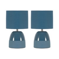 2 Pack of Western Glaze Table Lamps with Shade,  Blue