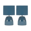 2 Pack of Western Glaze Table Lamps with Shade,  Blue