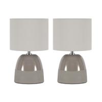 2 Pack of Western Glaze Table Lamps with Shade,  Grey