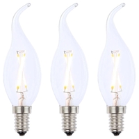 3 Pack of 2W LED SES E14 Vintage Filament Candle Bulb,  Clear