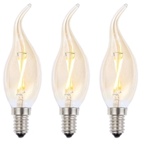 3 Pack of 2W LED SES E14 Vintage Filament Candle Bulb,  Tinted