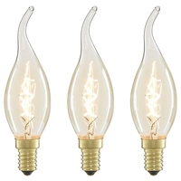 3 Pack of 40W SES E14 Bent Tip Vintage Filament Candle Bulb,  Clear