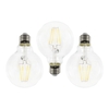 3 Pack of 4W LED ES E27 Vintage Filament Globe Bulb,  Clear