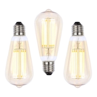 3 Pack of 6W LED ES E27 Vintage Filament Teardrop Bulb,  Tinted