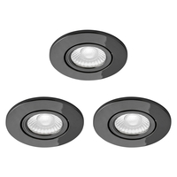 3 Pack of Ruva Fire Rated LED IP65 Downlight,  Black Chrome